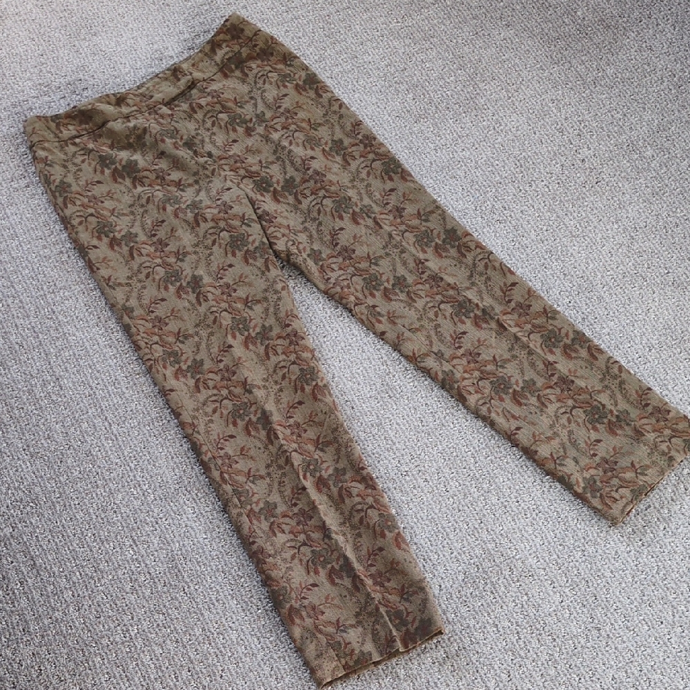 GORGEOUS Isabella Bird Tan Jacquard Floral Trouser Pant, Size 12